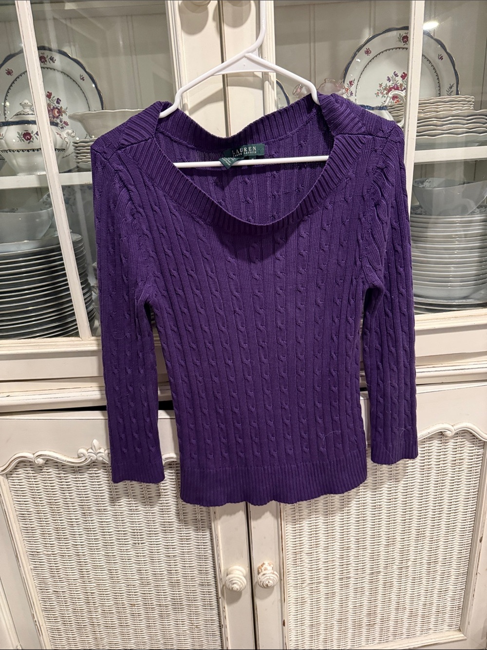 Lauren Ralph Lauren Purple Cable-Knit Women's Sweater M